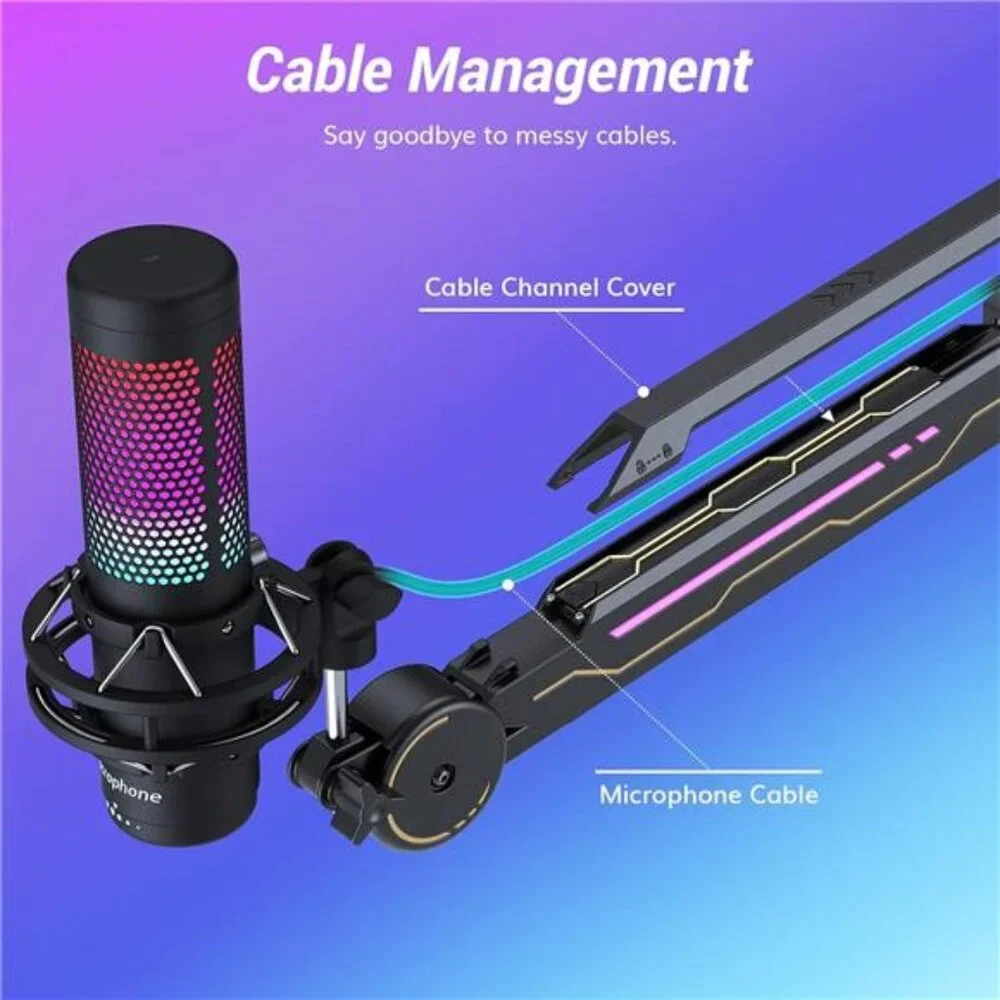 RGB Boom Arm, TONOR Adjustable Mic Stand with RGB Light for HyperX QuadCast